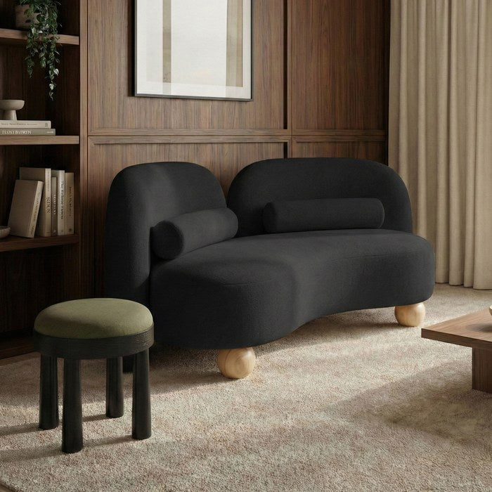 Meridian Furniture - Daphne 64" Black Chenille Fabric Upholstered Loveseat - 44001Black-L - GreatFurnitureDeal