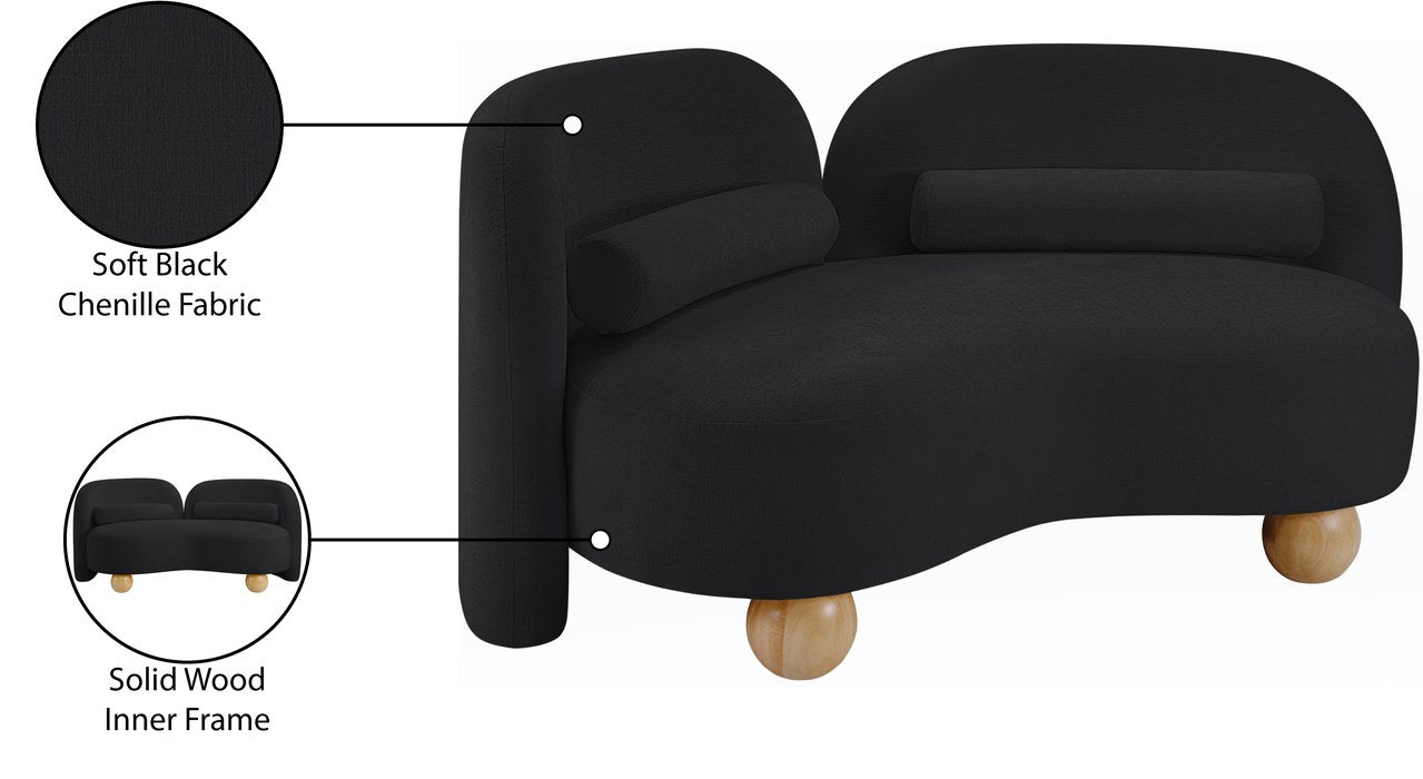Meridian Furniture - Daphne 64" Black Chenille Fabric Upholstered Loveseat - 44001Black-L - GreatFurnitureDeal