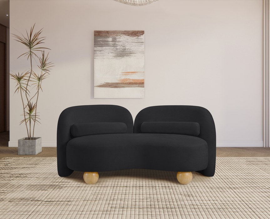 Meridian Furniture - Daphne 64" Black Chenille Fabric Upholstered Loveseat - 44001Black-L - GreatFurnitureDeal
