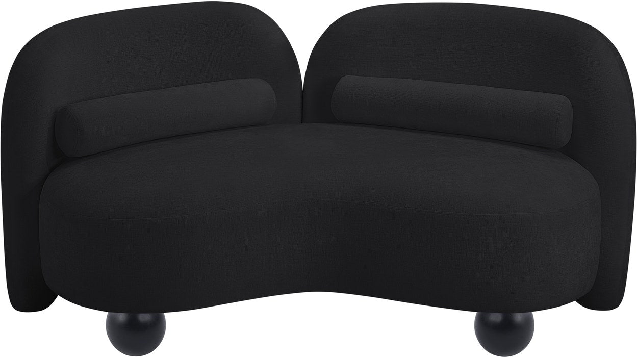 Meridian Furniture - Daphne 64" Black Chenille Fabric Upholstered Loveseat - 44001Black-L - GreatFurnitureDeal