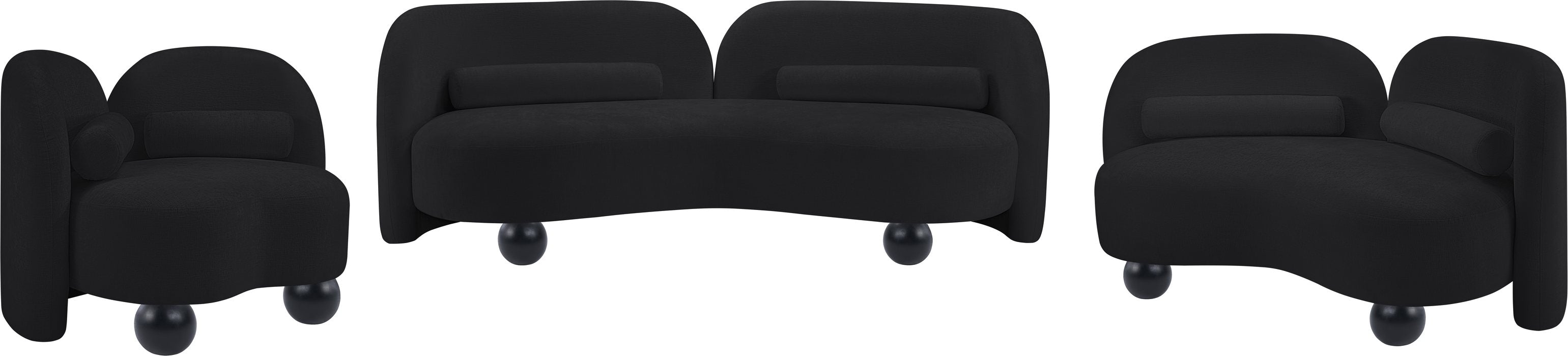 Meridian Furniture - Daphne 89" Black Chenille Fabric Upholstered Sofa - 44001Black-S - GreatFurnitureDeal