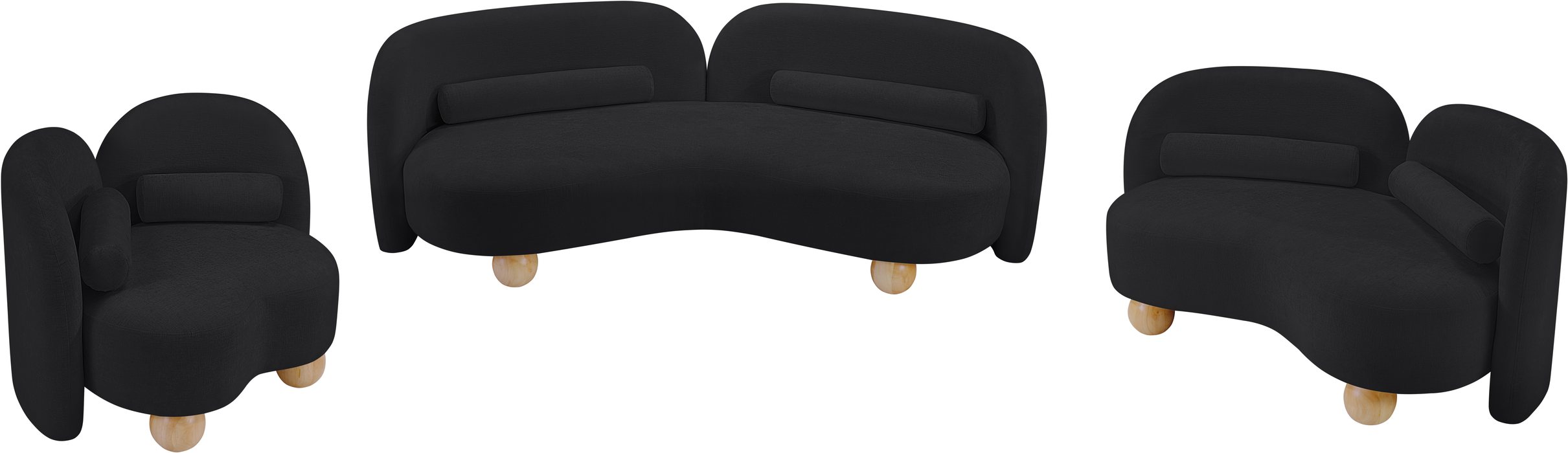 Meridian Furniture - Daphne 89" Black Chenille Fabric Upholstered Sofa - 44001Black-S - GreatFurnitureDeal