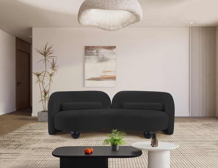 Meridian Furniture - Daphne 89" Black Chenille Fabric Upholstered Sofa - 44001Black-S - GreatFurnitureDeal