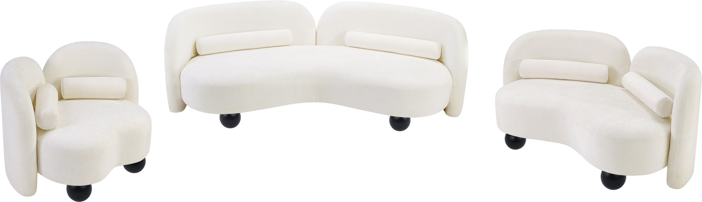 Meridian Furniture - Daphne 64" Cream Chenille Fabric Upholstered Loveseat - 44001Cream-L - GreatFurnitureDeal