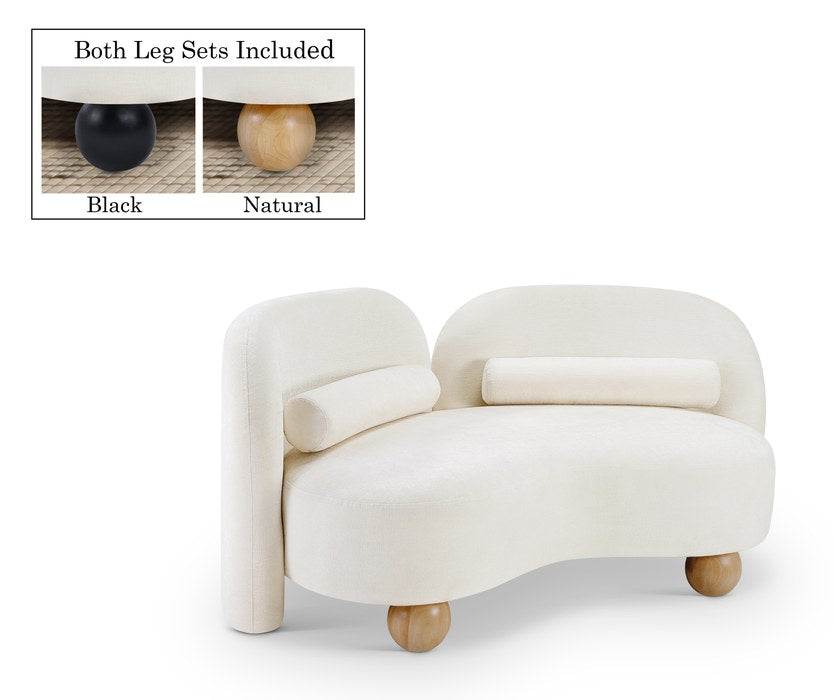 Meridian Furniture - Daphne 64" Cream Chenille Fabric Upholstered Loveseat - 44001Cream-L - GreatFurnitureDeal
