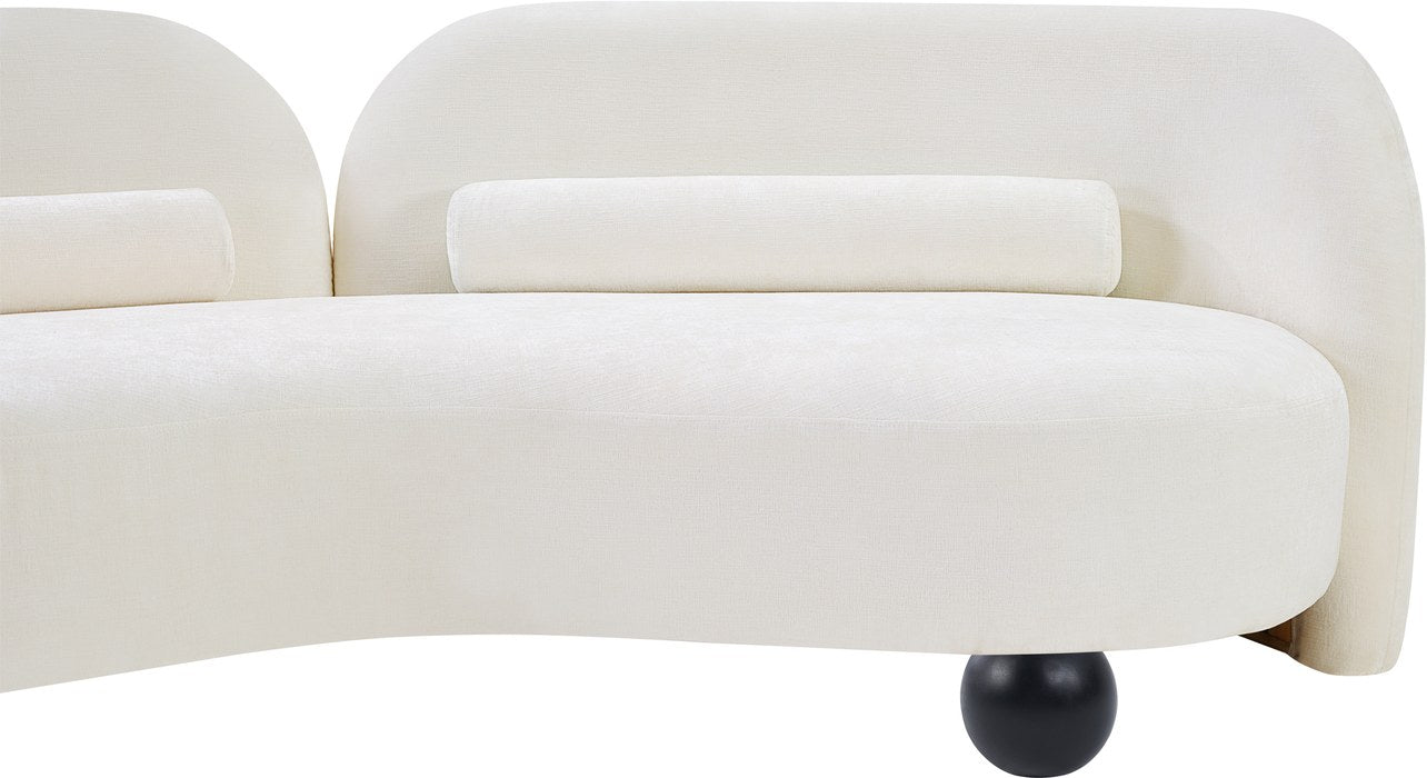 Meridian Furniture - Daphne 64" Cream Chenille Fabric Upholstered Loveseat - 44001Cream-L - GreatFurnitureDeal