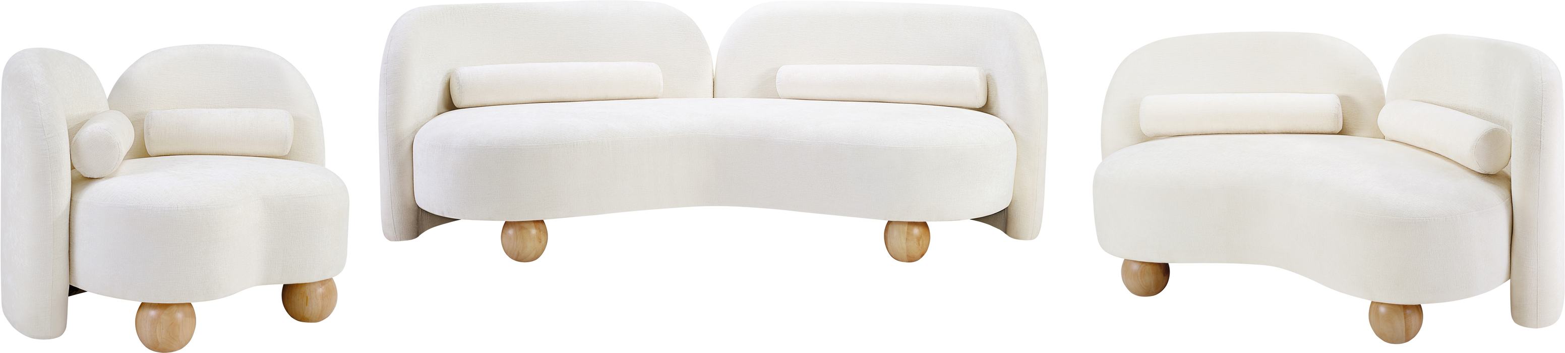 Meridian Furniture - Daphne 64" Cream Chenille Fabric Upholstered Loveseat - 44001Cream-L - GreatFurnitureDeal