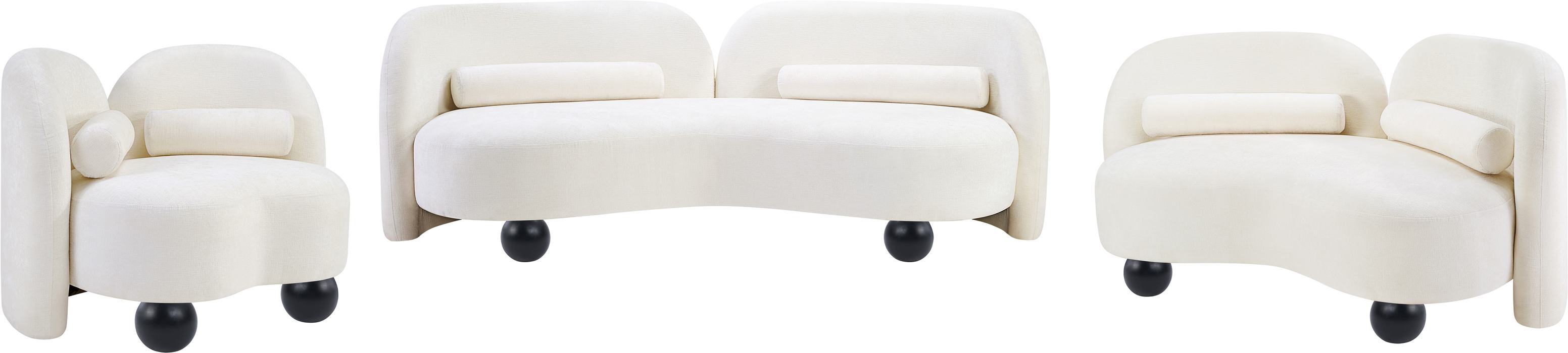 Meridian Furniture - Daphne 64" Cream Chenille Fabric Upholstered Loveseat - 44001Cream-L - GreatFurnitureDeal