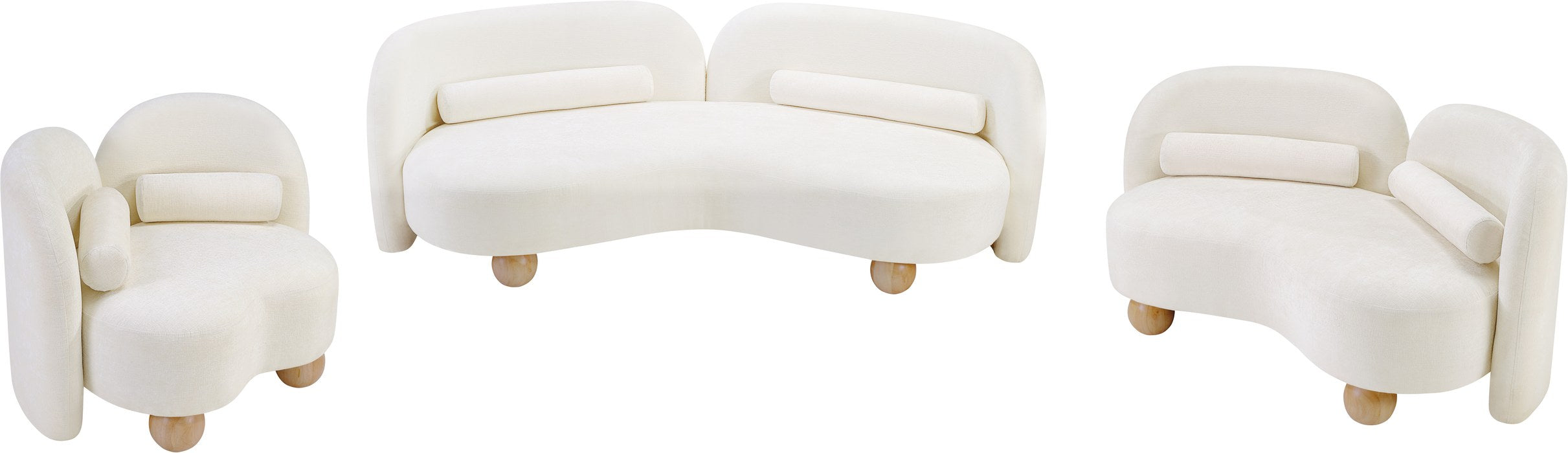 Meridian Furniture - Daphne 64" Cream Chenille Fabric Upholstered Loveseat - 44001Cream-L - GreatFurnitureDeal