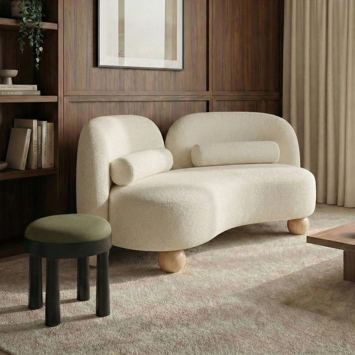 Meridian Furniture - Daphne 64" Cream Chenille Fabric Upholstered Loveseat - 44001Cream-L - GreatFurnitureDeal