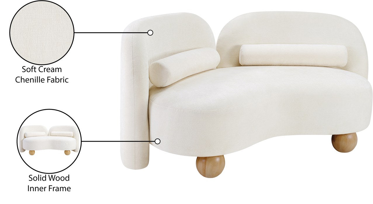 Meridian Furniture - Daphne 64" Cream Chenille Fabric Upholstered Loveseat - 44001Cream-L - GreatFurnitureDeal