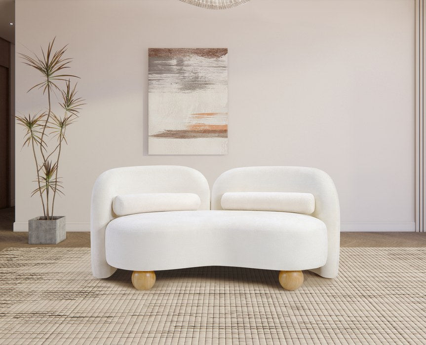 Meridian Furniture - Daphne 64" Cream Chenille Fabric Upholstered Loveseat - 44001Cream-L - GreatFurnitureDeal