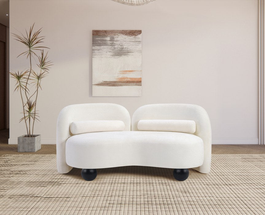 Meridian Furniture - Daphne 64" Cream Chenille Fabric Upholstered Loveseat - 44001Cream-L - GreatFurnitureDeal