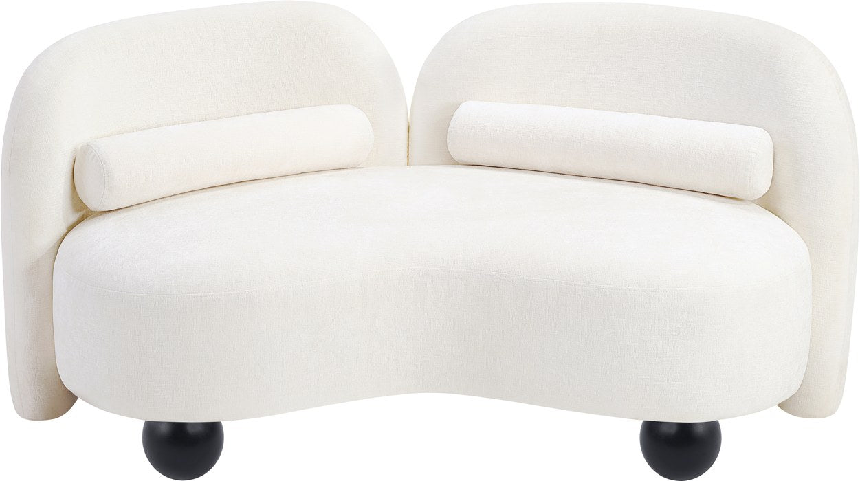 Meridian Furniture - Daphne 64" Cream Chenille Fabric Upholstered Loveseat - 44001Cream-L - GreatFurnitureDeal