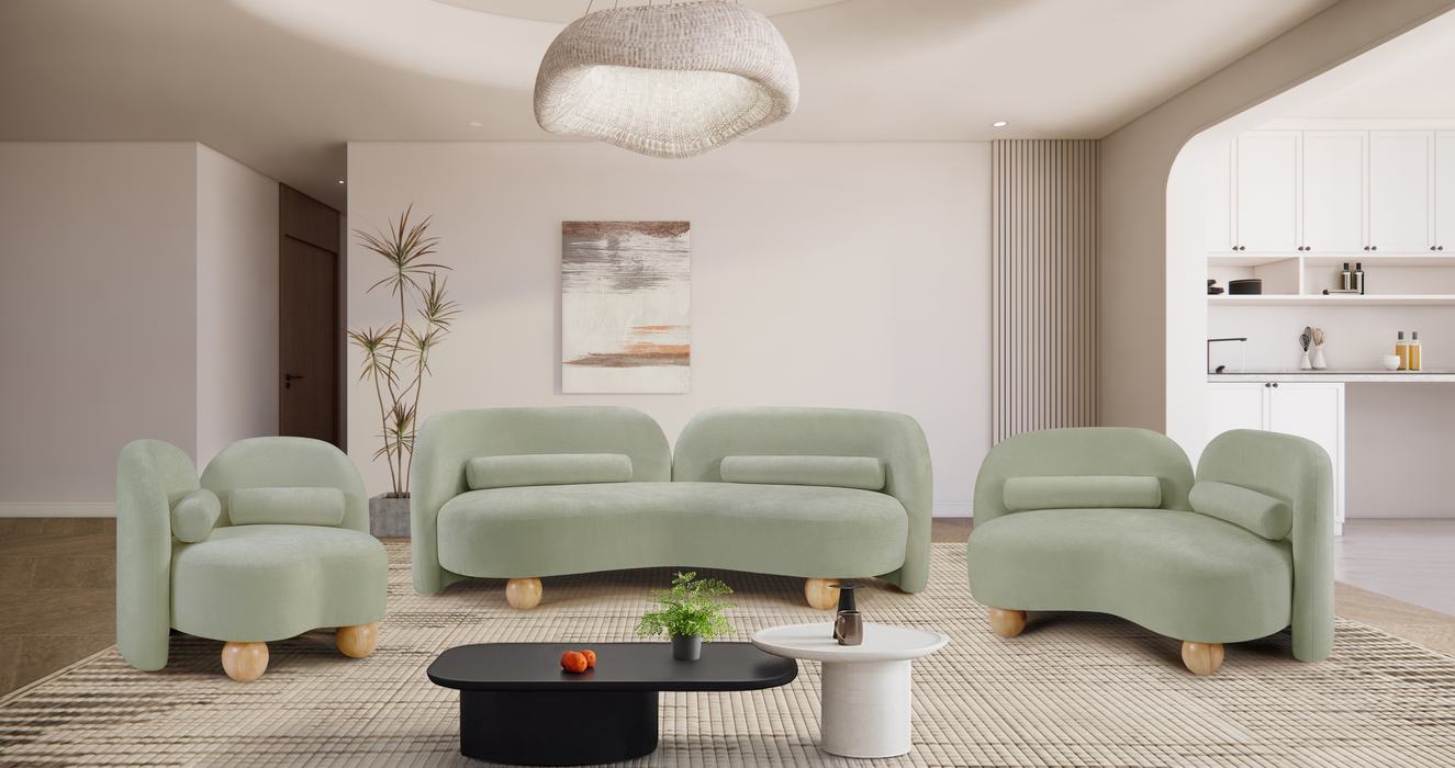 Meridian Furniture - Daphne 89" Mint Chenille Fabric Upholstered Sofa - 44001Mint-S - GreatFurnitureDeal