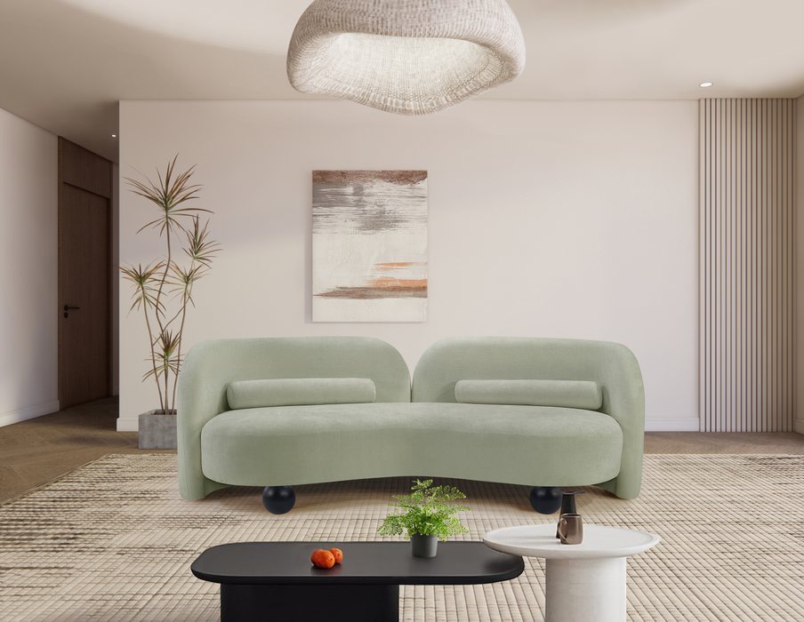 Meridian Furniture - Daphne 89" Mint Chenille Fabric Upholstered Sofa - 44001Mint-S - GreatFurnitureDeal