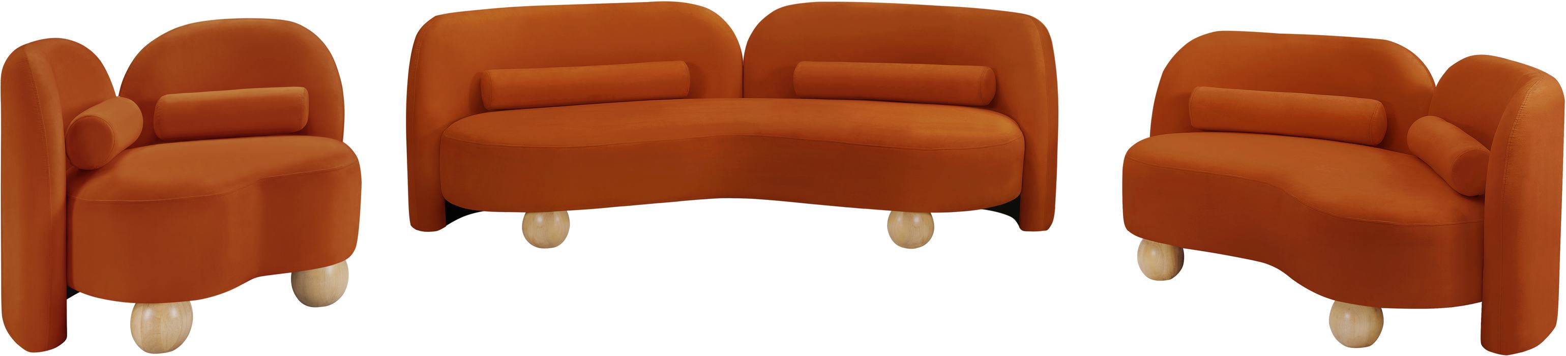 Meridian Furniture - Daphne 89" Cognac Velvet Upholstered Sofa - 44002Cognac-S - GreatFurnitureDeal