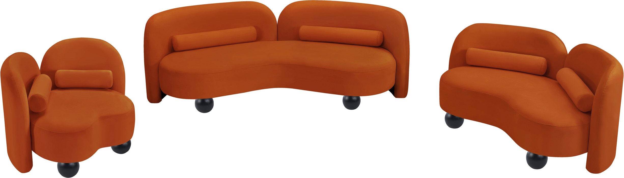 Meridian Furniture - Daphne 89" Cognac Velvet Upholstered Sofa - 44002Cognac-S - GreatFurnitureDeal
