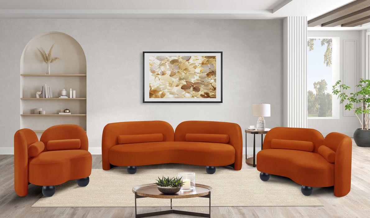 Meridian Furniture - Daphne 89" Cognac Velvet Upholstered Sofa - 44002Cognac-S - GreatFurnitureDeal