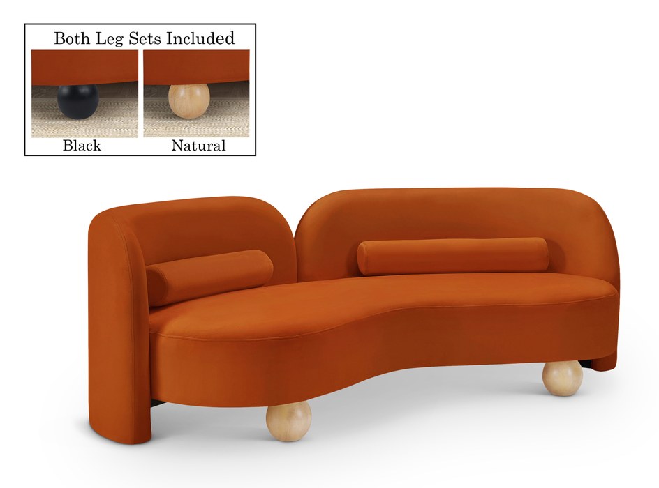 Meridian Furniture - Daphne 89" Cognac Velvet Upholstered Sofa - 44002Cognac-S - GreatFurnitureDeal