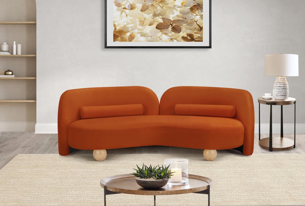 Meridian Furniture - Daphne 89" Cognac Velvet Upholstered Sofa - 44002Cognac-S - GreatFurnitureDeal
