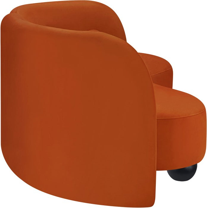Meridian Furniture - Daphne 89" Cognac Velvet Upholstered Sofa - 44002Cognac-S - GreatFurnitureDeal