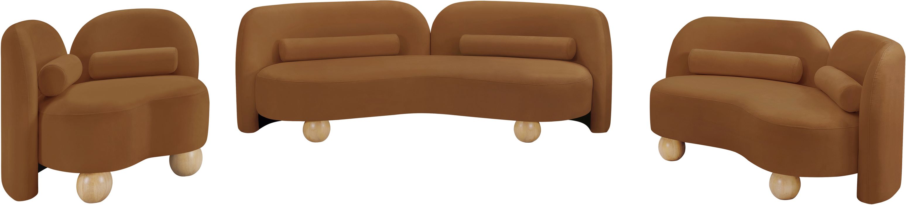 Meridian Furniture - Daphne 64" Saddle Velvet Upholstered Loveseat - 44002Saddle-L - GreatFurnitureDeal