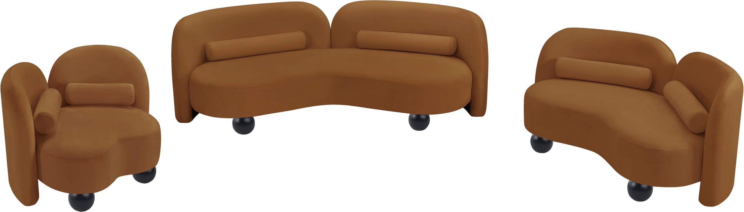 Meridian Furniture - Daphne 64" Saddle Velvet Upholstered Loveseat - 44002Saddle-L - GreatFurnitureDeal