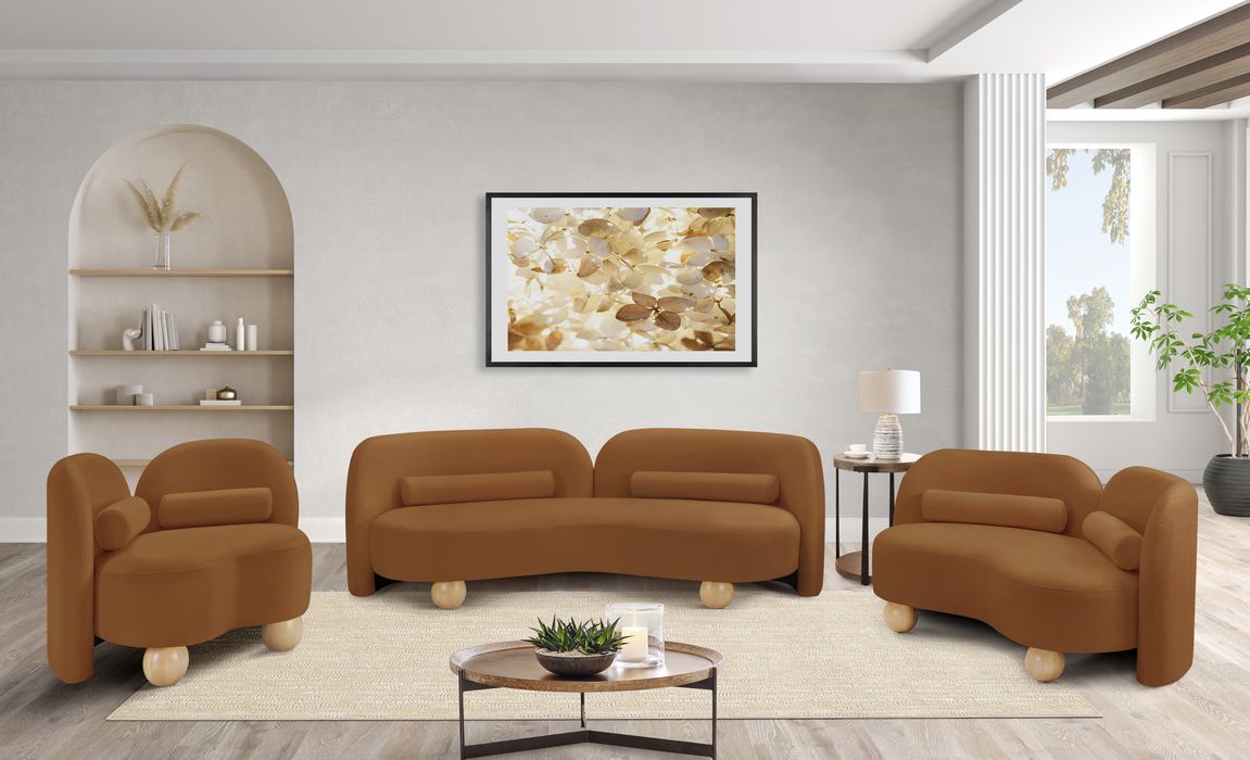 Meridian Furniture - Daphne 64" Saddle Velvet Upholstered Loveseat - 44002Saddle-L - GreatFurnitureDeal
