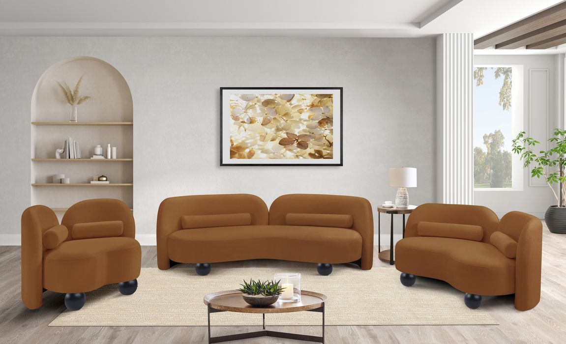 Meridian Furniture - Daphne 64" Saddle Velvet Upholstered Loveseat - 44002Saddle-L - GreatFurnitureDeal