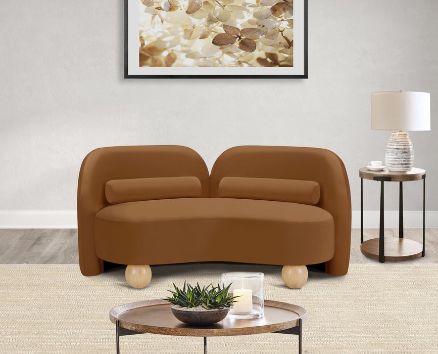 Meridian Furniture - Daphne 64" Saddle Velvet Upholstered Loveseat - 44002Saddle-L - GreatFurnitureDeal