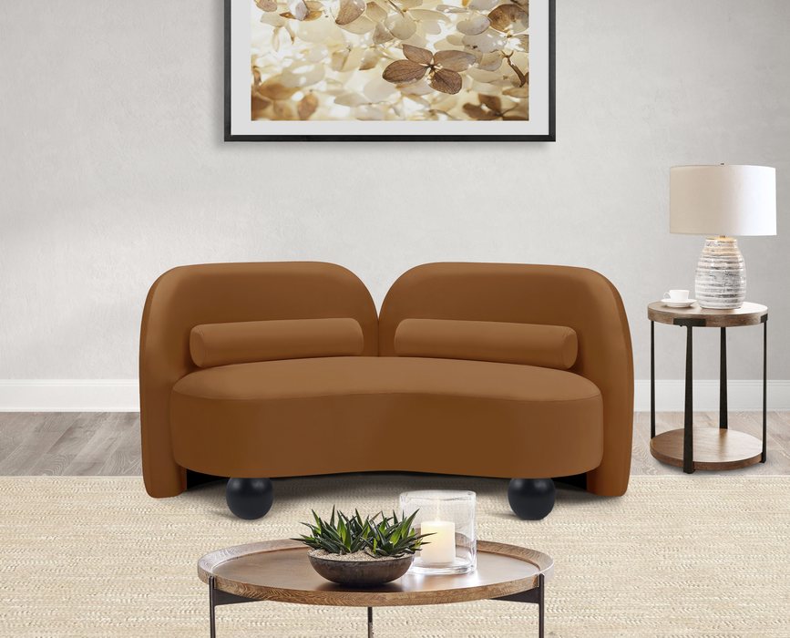 Meridian Furniture - Daphne 64" Saddle Velvet Upholstered Loveseat - 44002Saddle-L - GreatFurnitureDeal