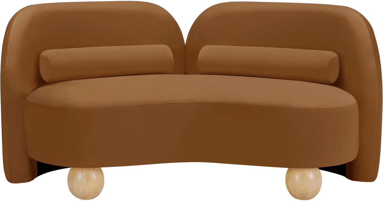 Meridian Furniture - Daphne 64" Saddle Velvet Upholstered Loveseat - 44002Saddle-L - GreatFurnitureDeal