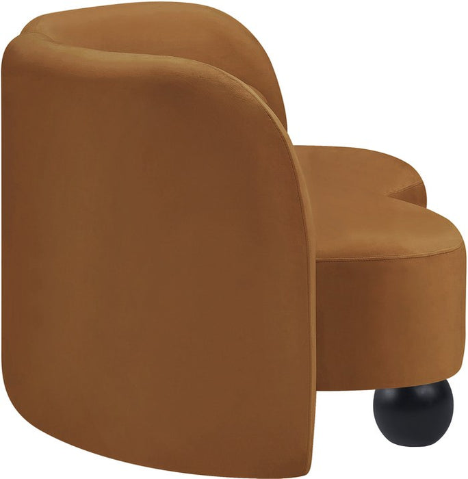 Meridian Furniture - Daphne 64" Saddle Velvet Upholstered Loveseat - 44002Saddle-L - GreatFurnitureDeal