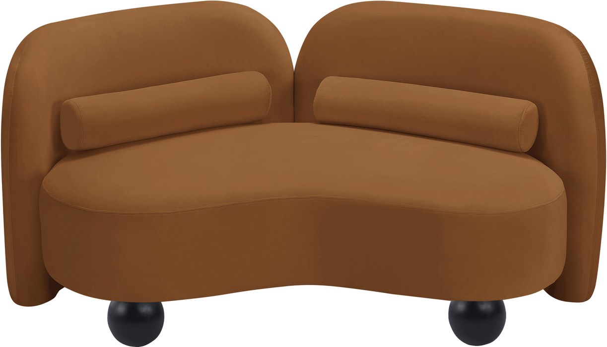 Meridian Furniture - Daphne 64" Saddle Velvet Upholstered Loveseat - 44002Saddle-L - GreatFurnitureDeal