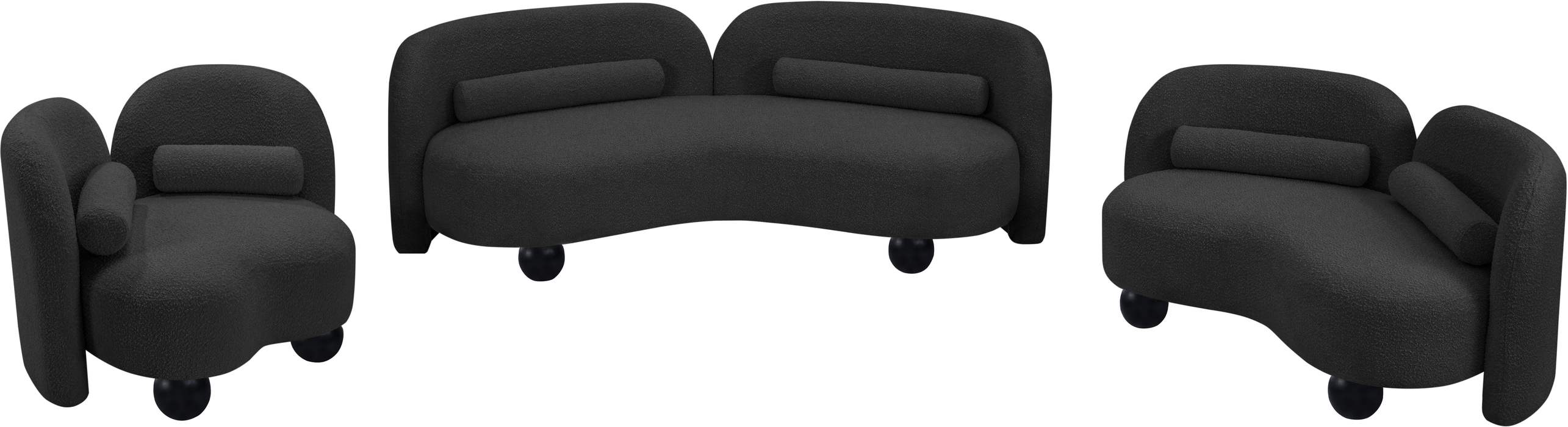 Meridian Furniture - Daphne 89" Black Boucle Fabric Upholstered Sofa - 44003Black-S - GreatFurnitureDeal