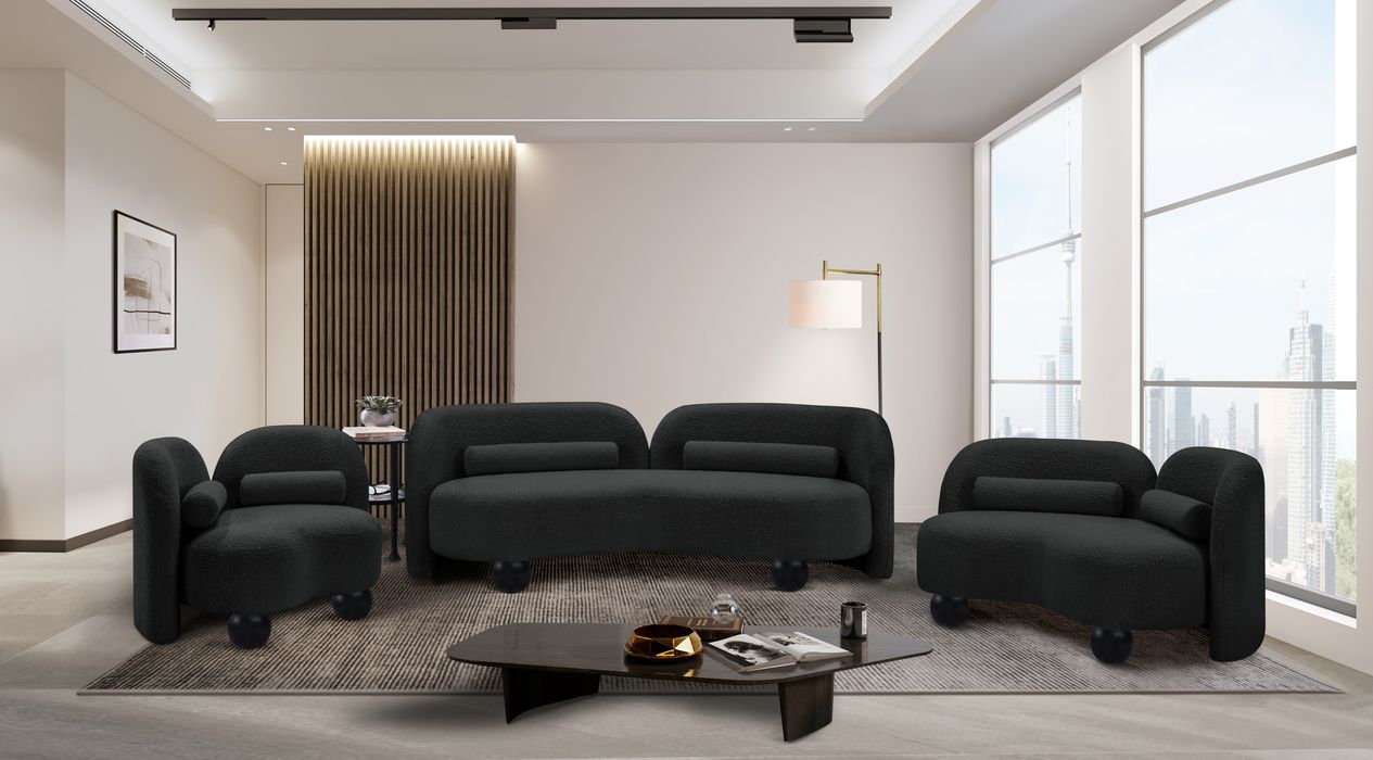 Meridian Furniture - Daphne 89" Black Boucle Fabric Upholstered Sofa - 44003Black-S - GreatFurnitureDeal
