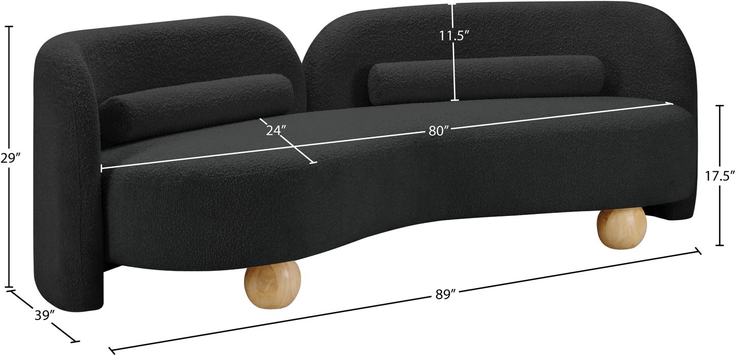 Meridian Furniture - Daphne 89" Black Boucle Fabric Upholstered Sofa - 44003Black-S - GreatFurnitureDeal