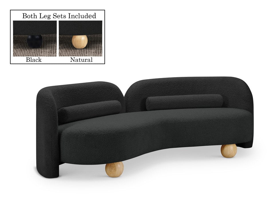 Meridian Furniture - Daphne 89" Black Boucle Fabric Upholstered Sofa - 44003Black-S - GreatFurnitureDeal