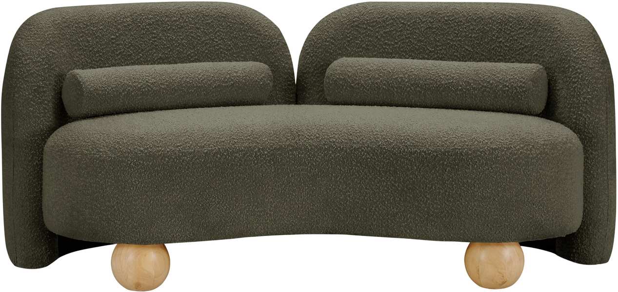 Meridian Furniture - Daphne 64" Olive Boucle Fabric Upholstered Loveseat - 44003Olive-L - GreatFurnitureDeal
