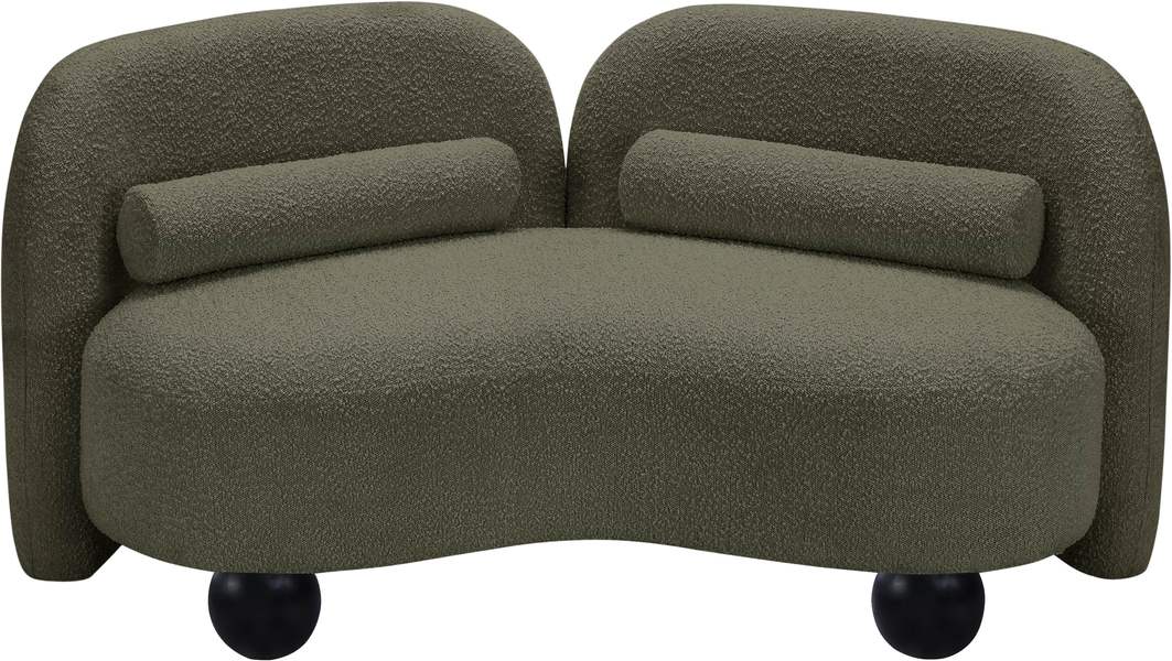 Meridian Furniture - Daphne 64" Olive Boucle Fabric Upholstered Loveseat - 44003Olive-L - GreatFurnitureDeal