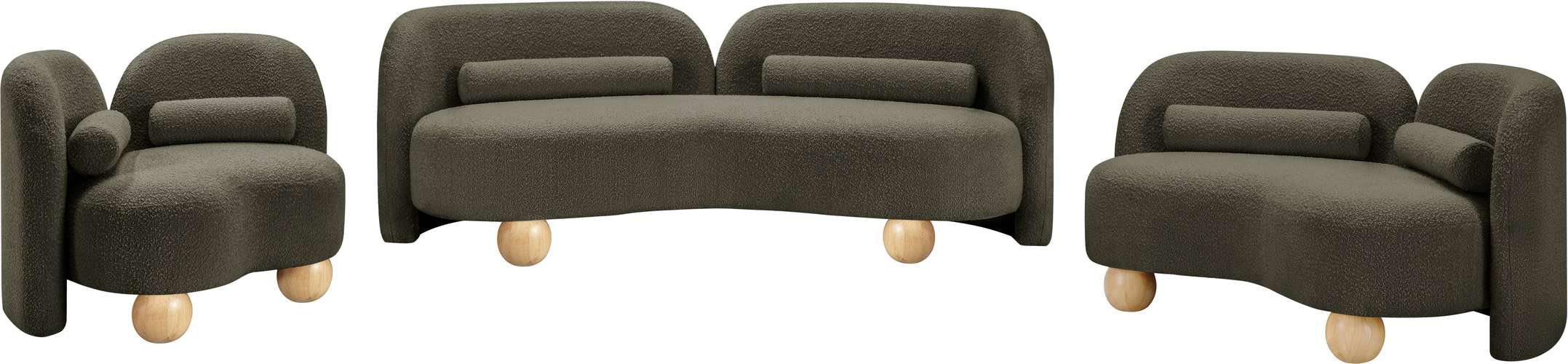 Meridian Furniture - Daphne 89" Olive Boucle Fabric Upholstered Sofa - 44003Olive-S - GreatFurnitureDeal