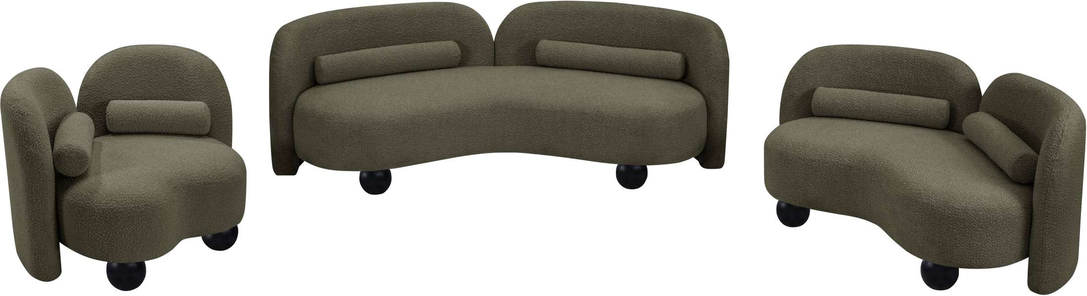 Meridian Furniture - Daphne 89" Olive Boucle Fabric Upholstered Sofa - 44003Olive-S - GreatFurnitureDeal