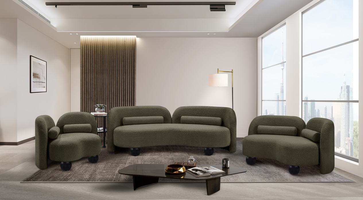 Meridian Furniture - Daphne 89" Olive Boucle Fabric Upholstered Sofa - 44003Olive-S - GreatFurnitureDeal