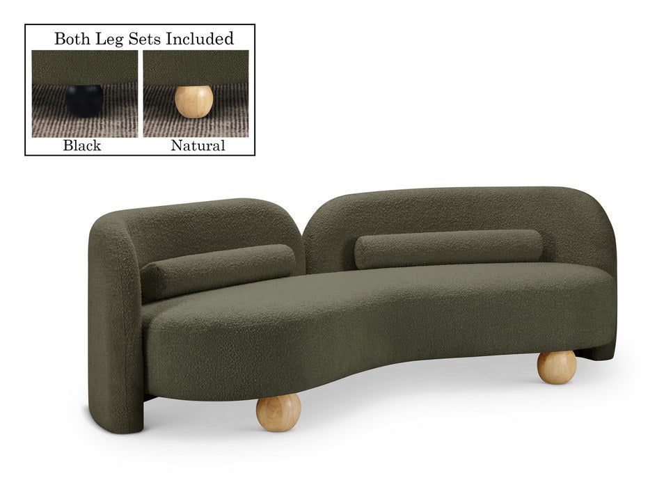 Meridian Furniture - Daphne 89" Olive Boucle Fabric Upholstered Sofa - 44003Olive-S - GreatFurnitureDeal