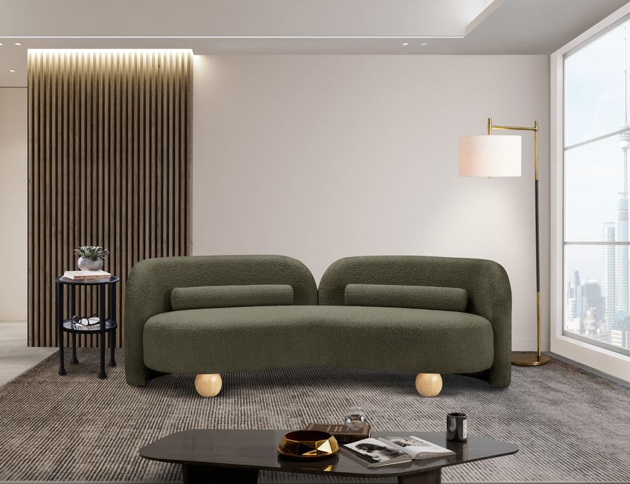 Meridian Furniture - Daphne 89" Olive Boucle Fabric Upholstered Sofa - 44003Olive-S - GreatFurnitureDeal
