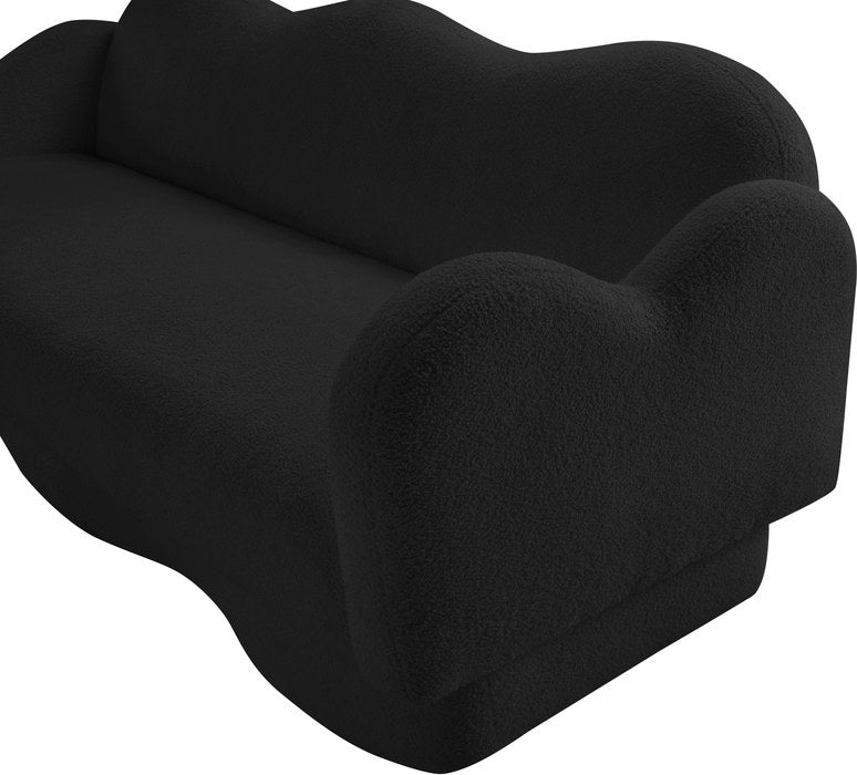 Meridian Furniture - Bloom 82" Black Teddy Fabric Upholstered Sofa - 44006Black-S - GreatFurnitureDeal