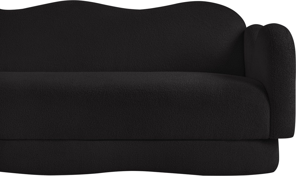 Meridian Furniture - Bloom 82" Black Teddy Fabric Upholstered Sofa - 44006Black-S - GreatFurnitureDeal