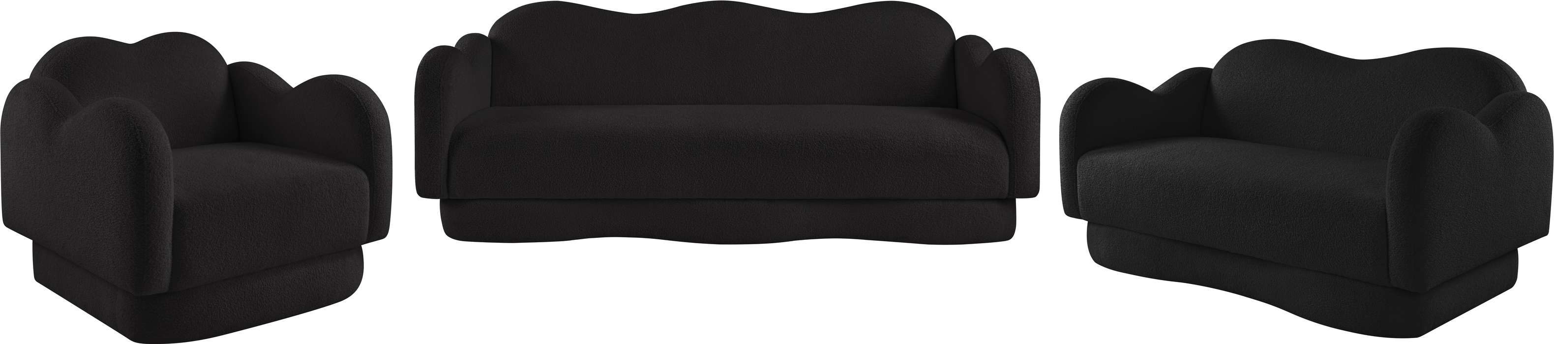 Meridian Furniture - Bloom 82" Black Teddy Fabric Upholstered Sofa - 44006Black-S - GreatFurnitureDeal