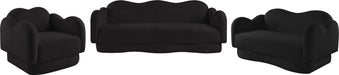 Meridian Furniture - Bloom 82" Black Teddy Fabric Upholstered Sofa - 44006Black-S - GreatFurnitureDeal